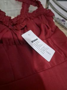 Vintage Burgundy Ruffled Midi Dress