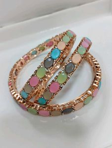 Colorful Stone Bangles (Set of 2)