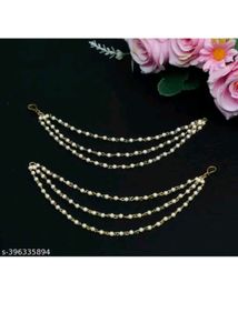 Pearl &amp; Gold Layered earrings chain