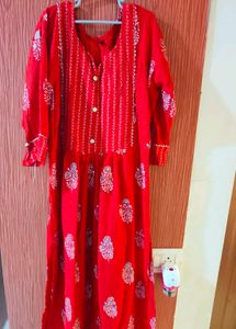 Red shimmer straight kurta
