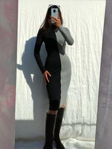 Zara Two-Tone Fitted Midi Dress