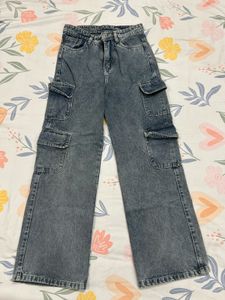 Women Jeans Flared High Rise Low Distress Heavy Fa
