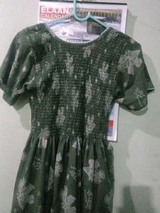 Floral Print Olive Green gown