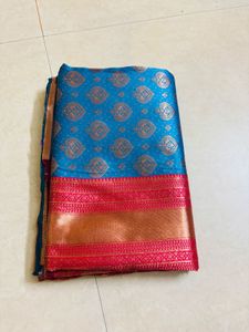 New Red &amp; Blue kathpadar Saree