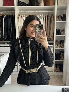 Pintrest Elegant Black Embellished Top