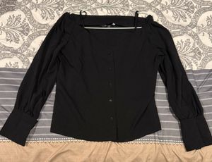 Black Long Sleeve Bardot Top