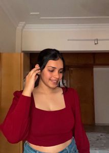 Burgundy Long Sleeve Crop Top