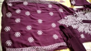 Wine Chikankari Kurti With Inner