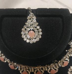 Stone Necklace Set - Peach Colour