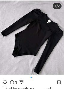 H&amp;M Beautiful Black Puffed Sleeve Bodysuit