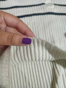Striped Knit Polo Top