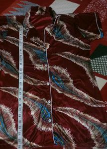 Red Satin Nightsuit For Woman