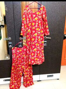Floral Kurta Set Red♥️