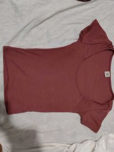 Combo- Burgundy &amp; Pink Ribbed Tee Set
