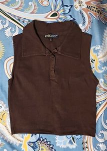 Brown Sleeveless Crop Top
