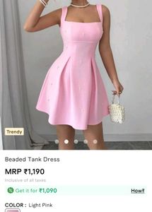 Pink Beaded Tank Dress (Size S)