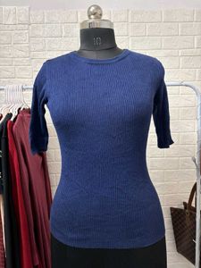 Navy Blue Ribbed Top