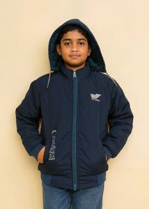 Boy's Navy Blue Hooded Jacket
