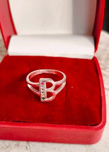 Pure Silver B Letter Ring