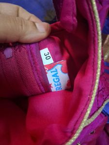 Pink &amp; Gold Embroidered Girls Dress