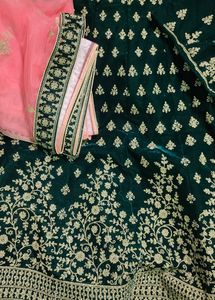 Emerald Green Velvet Lehenga