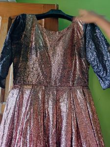 Shimmer Evening Gown Black And Copper Combo