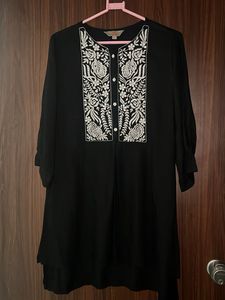 Anouk Black Embroidered Tunic Top