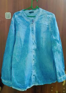 Women Blue Denim Like Shirt