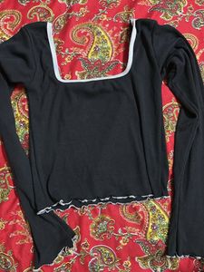 Square Neck Long Sleeve Top