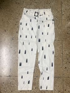 Women Black&White Ankle Pants With Pockets