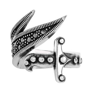 Uniquely Yellow Coloured Eye Silver Sword Ring