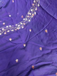 Purple Embroidered Saree