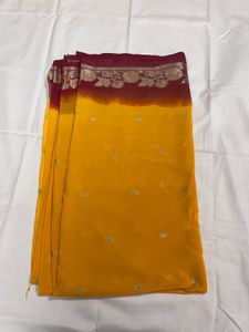 ZARI WORK MUSTARD YELLOW SAREE