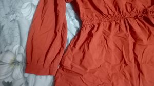 dusty Orange Colour Top For Women Peplum To
