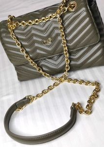 Inc.5 Textured Olive Structured Chain Sling Bag