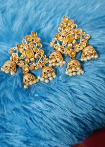 Gold Jhumka Earrings