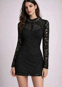 🖤 Elegant Black Lace Dress – Excellent Condition
