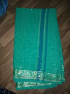 Cyan Saree With Blouse