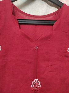 Maroon Embroidered Short Kurti
