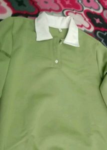 Mint Green Collared Sweatshirt