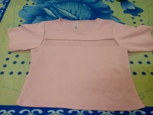 Pink Cutout Short Sleeve Tee
