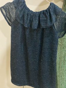 Sparkly Navy Ruffle Top