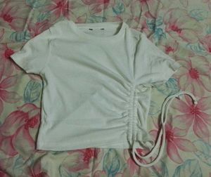 Aesthetic White Top With Drawstring