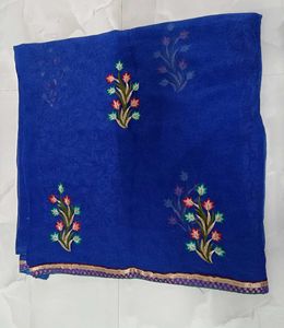 Blue Embroidered Saree