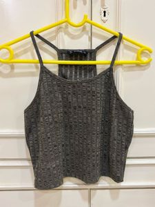 Gray Ribbed Tank Top
