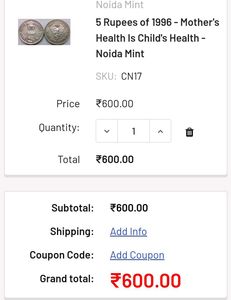 5 Rupees of 1996 Coin
