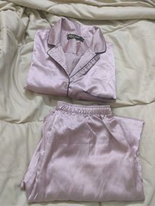 Pink Satin Pajama Set