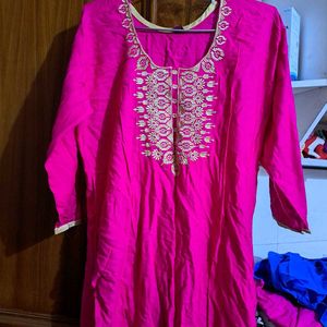 Pink Embroidered Kurta