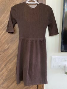 Brown Knit Mini Dress