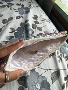 Beaded White Pink Blue Clutch/Handbags/Pouches
